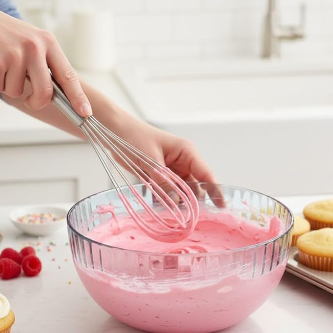Soro Essentials- 12" Stainless Steel French Whip Whisk with Thick Rigid Wire- Wire Whisk Kitchen Whisk Balloon for Whisking Cooking Beating Blending Stirring Ingredients Mixing Sauces Baking Cake