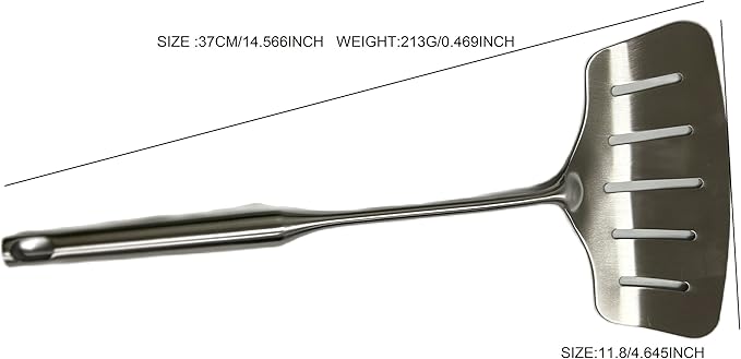Large Spatula Turner Wide Slotted 304 Stainless Steel Flipper Cooking Utensil Serving Kitchen Tool Heat Proof for Frying Grilling Durable Easy To Clean 14.566 Inches