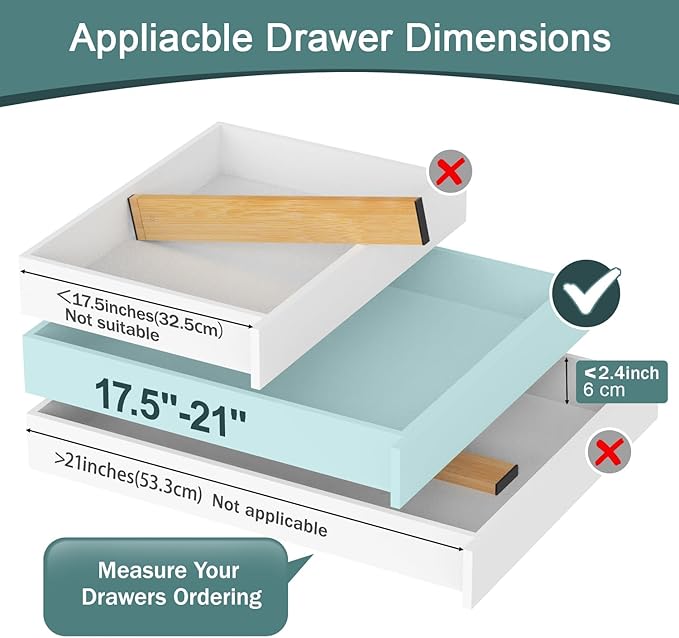 Lzerking Kitchen Drawer Dividers 4 Pack, Adjustable Bamboo Drawer Organizer, 17-22" Expandable Utensil Organizer for Kitchen, Dresser, Closet, Bedroom, Bathroom