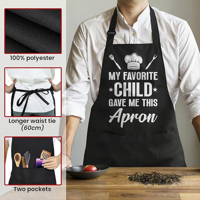 SANDJEST Funny Apron for Dad - Birthday Father’s Day Cooking Grilling Gifts for Mens