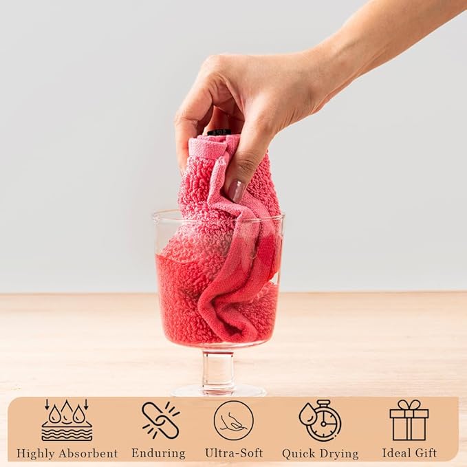 Kitchen Cleaning Dish Wash Cloths Waffle Terry Design Kitchen DishCloths|Washable 12x12 Cotton Dish Rags for Drying Dishes|Counter Top Barista Dust Wipes|Spring Easter Basket Decor| 6 Pc Set- Pink