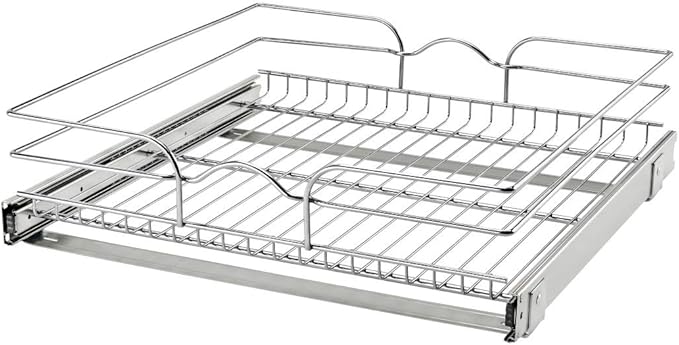 Rev-A-Shelf Kitchen Cabinet Pullout Shelf and Drawer Organizer Slide Out Pantry Storage Basket in Multiple Sizes, 21 x 20 In, 5WB1-2120CR-1