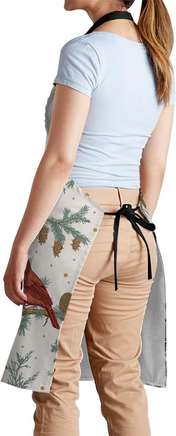 oFloral Winter Birds Apron Adjustable Bib Chef Aprons Cooking Apron Unisex Women Men Aprons Perfect for Home Kitchen, Baking, Gardening, Restaurant, Coffee house BBQ