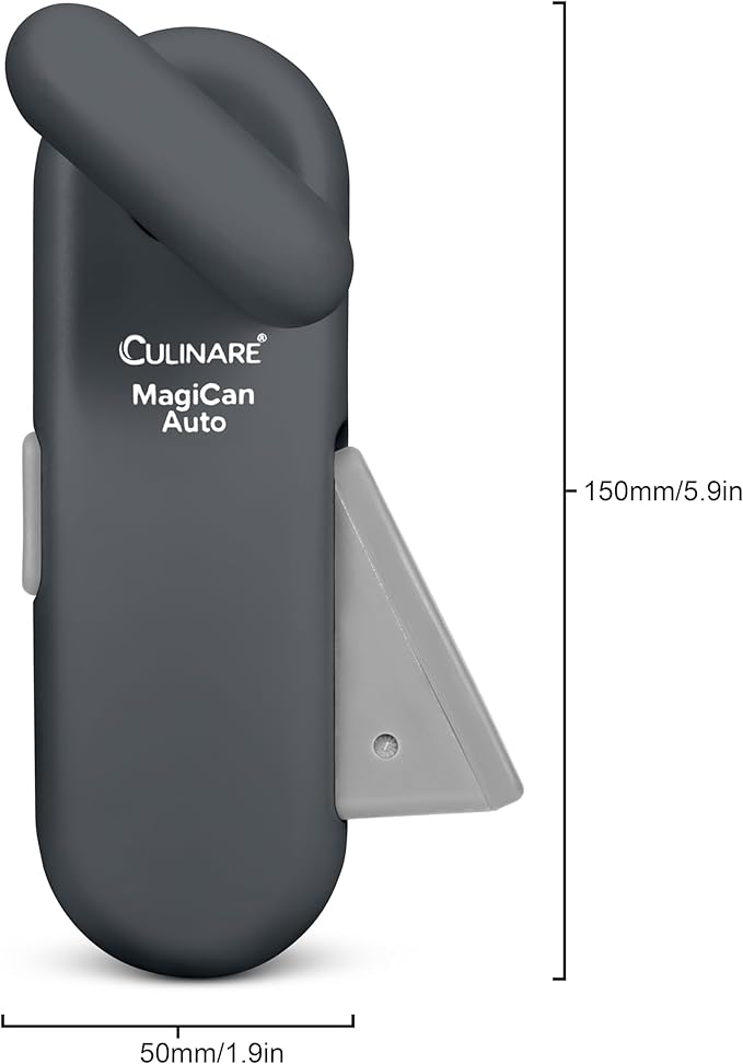 Culinare MagiCan Auto Tin Opener, Grey, Plastic/Stainless Steel, One Hand Operated Manual Can Opener with Clamp