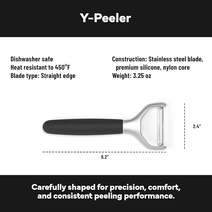 Misen Stainless Steel Vegetable Peeler - Dishwasher Safe Y Peeler - Easy to Use with Potatoes, Cabbage, Carrots, and More - Progessional Grade Kitchen Tool - Black