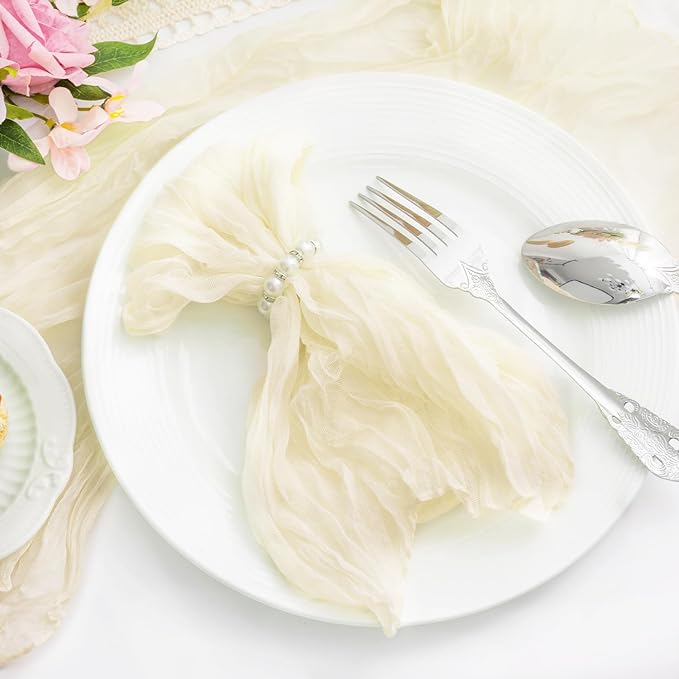 Beige 100 Pack Cheesecloth Napkins Washable 21x21 Inches Beige Cloth Napkins Set of 100 Dinner Table Napkins for Wedding Summer Bridal Baby Shower Rustic Boho Cotton Gauze Party Table Decor