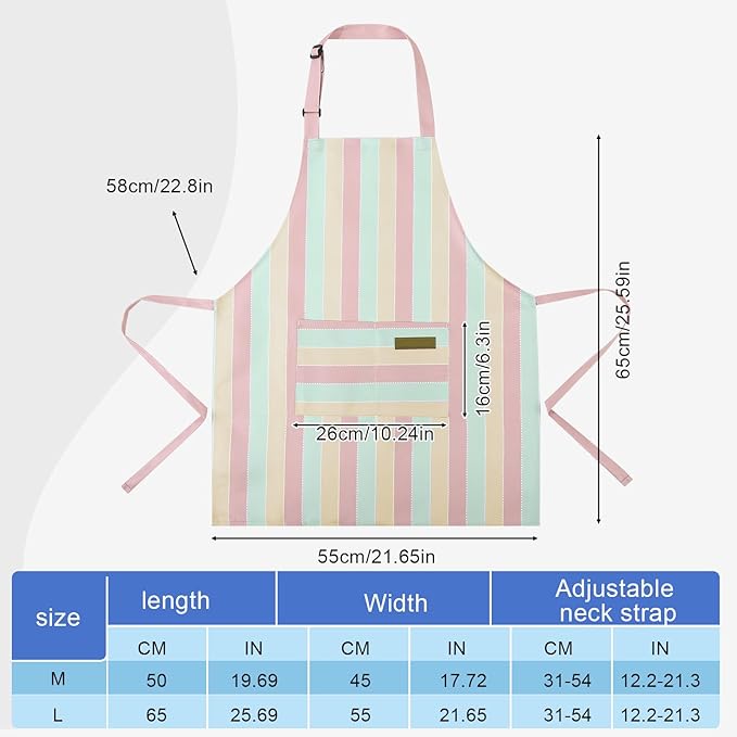 2 Pack Stripes Kids Apron, Kids Cooking Aprons with 2 Pockets, Cute Aprons for Cooking for Boys and Girls