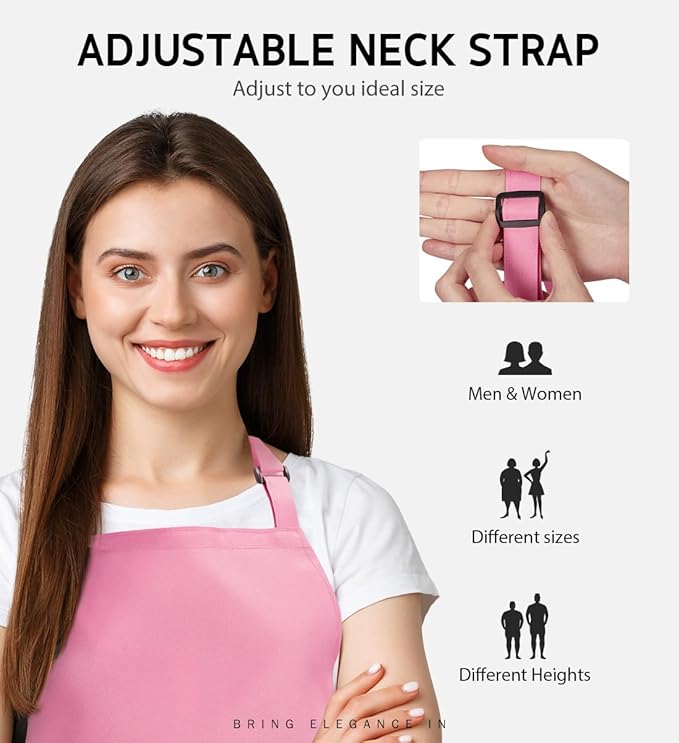 Syntus Apron for Men Women, Adjustable Cooking Kitchen Chef Aprons with 2 Pockets, Cotton/Polycotton/Polyester