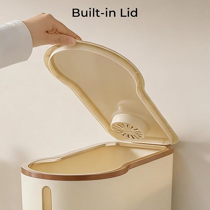 Rice Dispenser, Rice Storage Container with Measuring Cup for Kitchen Pantry Household, Cereal Dry Food Storage Containers Airtight, Sealed Moisture Proof (Brown 11 Lbs)