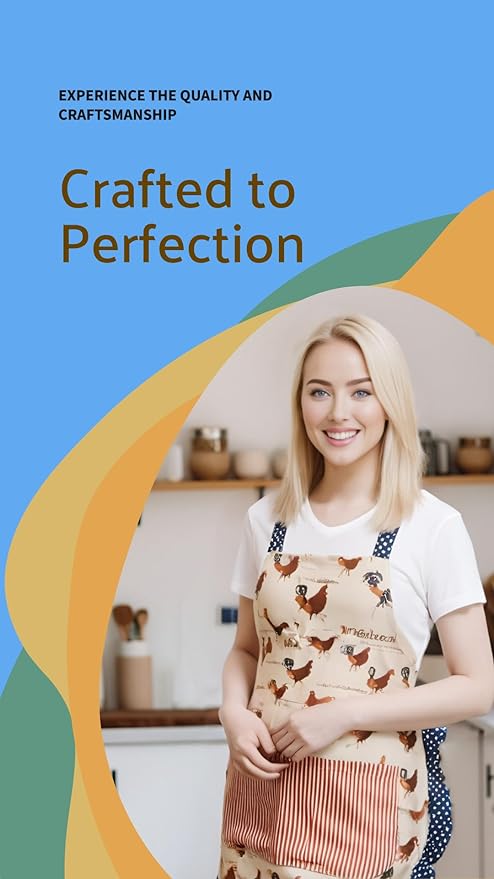 Lovely Flower Pattern Retro Aprons With Large Pockets for Women Girls Cooking Kitchen Bakery Mother's Gift
