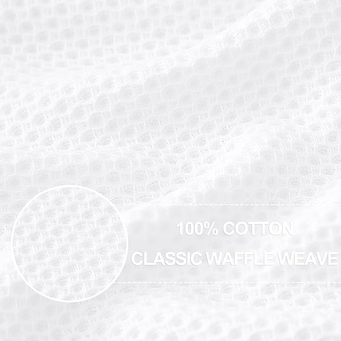 Homaxy 100% Cotton Waffle Weave Kitchen Dish Towels, Ultra Soft Absorbent Quick Drying Cleaning Towel, 13 x 28 Inches, 6-Pack, White