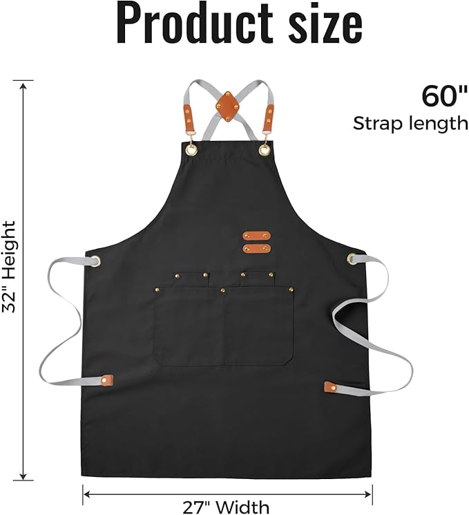 Aoomzoon Durable Kitchen Apron,Multifunctional Chef Aprons for Women & Men with Pockets for Cooking Baking & Daily Use