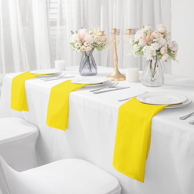 Bailarina Cloth Napkins Set of 80,17x17 inches Dinner Napkins Cloth Washable,Polyester Square Table Cloth Napkin Bulk with Hemmed Edges Ideal for Banquets, Parties and Weddings-Yellow
