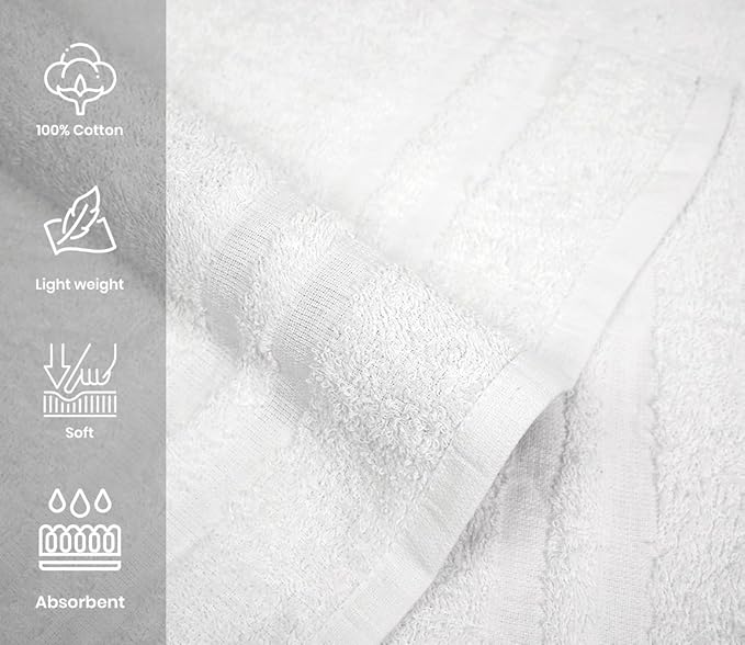 Cinara Bed & Bath Premium 100% Cotton Hand Towels – Soft, Quick Dry & Highly Absorbent – 16x27 Inches, Pack of 24 – Ideal for Bathroom, Salon, Gym, Spa & Everyday Use – White
