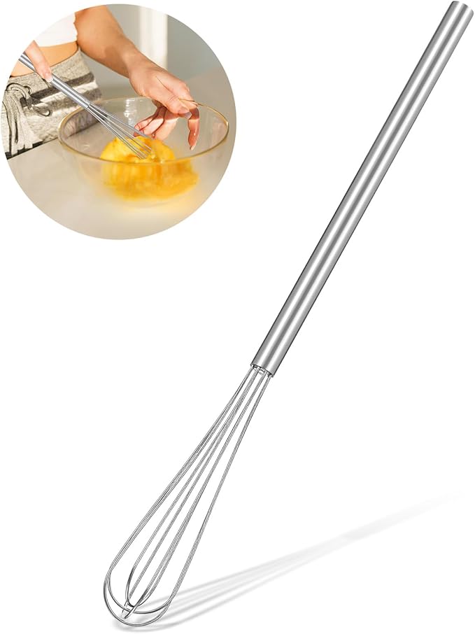 Hecila 1PC Mini Whisk Stainless Steel Mixer Compact Small Whisks for Cooking 10.4 Inch Long Baking Mixer Skinny Egg Beater Whisks Tiny Wire Whisk Kitchen Stirrer for Whisking Beating Egg Blending
