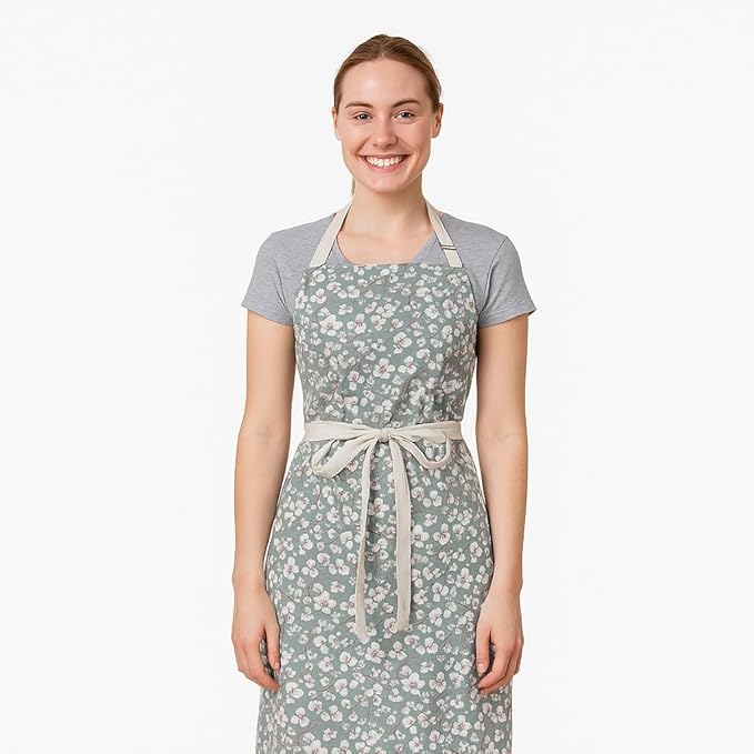 Aoomzoon Kitchen Aprons for Women with 2 Pockets,Double Sided Vintage Adjustable Apron for Gardening Cooking Arting Painting