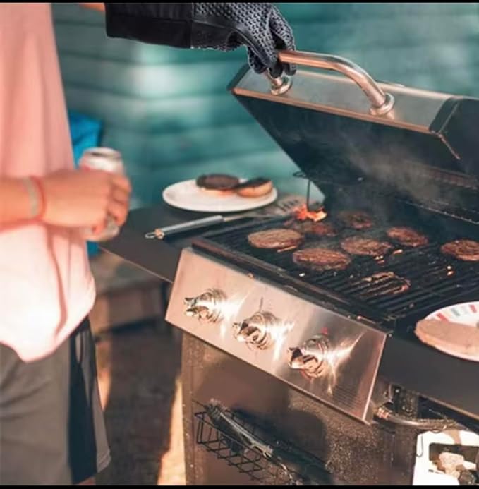 A Pair of Extra Long Non Slip Silicone Oven Mitts/Gloves, Heat Resistance,for Kitchen/BBQ, Black.19 inch