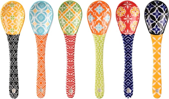 Metahom Ceramic Coffee Spoons, Colorful Teaspoons, Small Spoons for Espresso, Dessert, Tea, Stirring, Dishwasher & Microwave Safe, Assorted Colors, Set of 6