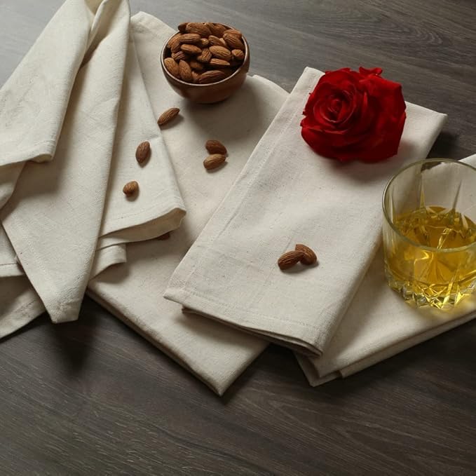 NATURALCRAFT Cloth Napkins Set of 12 Cotton Linen18x18 inch Washable Easter Napkins Cloth - Soft Durable Reusable - Deal for Hotel Farmhouse Party Wedding Everyday Use Kitchen Ivory