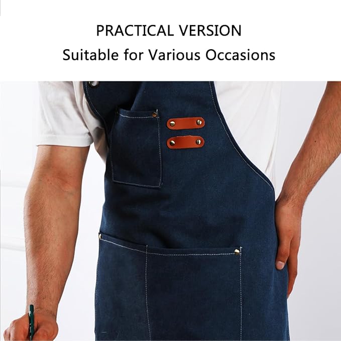 Aprons For Women Men With Pockets 2 Pcs,Kitchen Waterproof Hair Stylist Linen Bbq Tool Canvas For Adults Apron