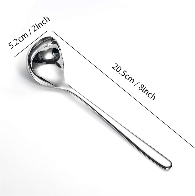 IMEEA 8-Inch Stainless Steel Sauce Ladle with Long Handle, Small Serving Ladle for Gravy, Dressing & Toppings, Set of 2