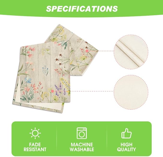 Artoid Mode Wood Flowers Floral Spring Table Runner, Seasonal Summer Kitchen Dining Table Decoration for Home Party Decor 13x72 Inch