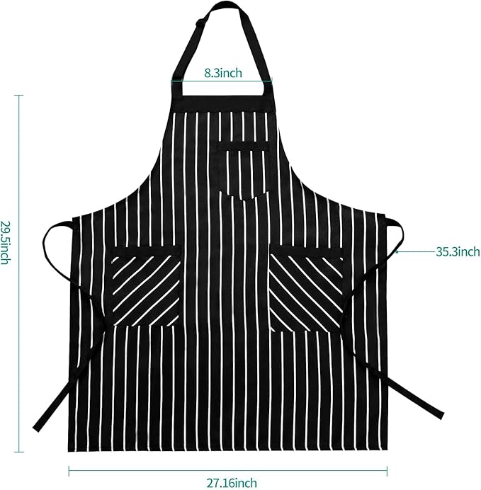 NLUS 2 Pack Kitchen Cooking Aprons, Adjustable Bib Soft Chef Apron with 3 Pockets for Men Women (Umber/Black)