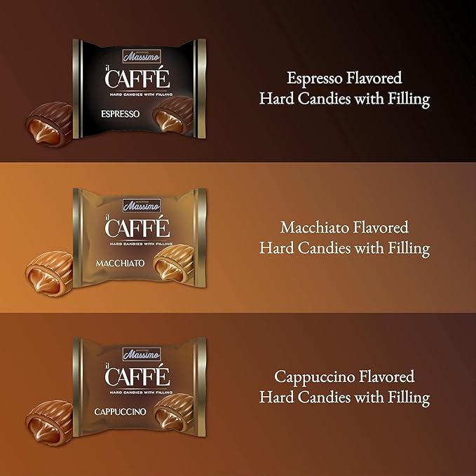 Maestro Massimo Assorted Coffee Candy - Individually Wrapped 7.05 oz Bag, 3mg Caffeine per Hard Candy, Original Espresso, Macchiato, Cappuccino Flavored, Made with Bold Arabica Coffee (Pack of 1)