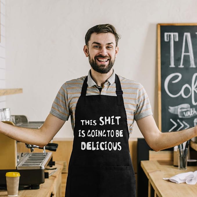 LYLPYHDP Aprons for Men - Funny Mens Apron for Kitchen, Cooking, BBQ & Baking - Perfect for Gifts, Father's Day