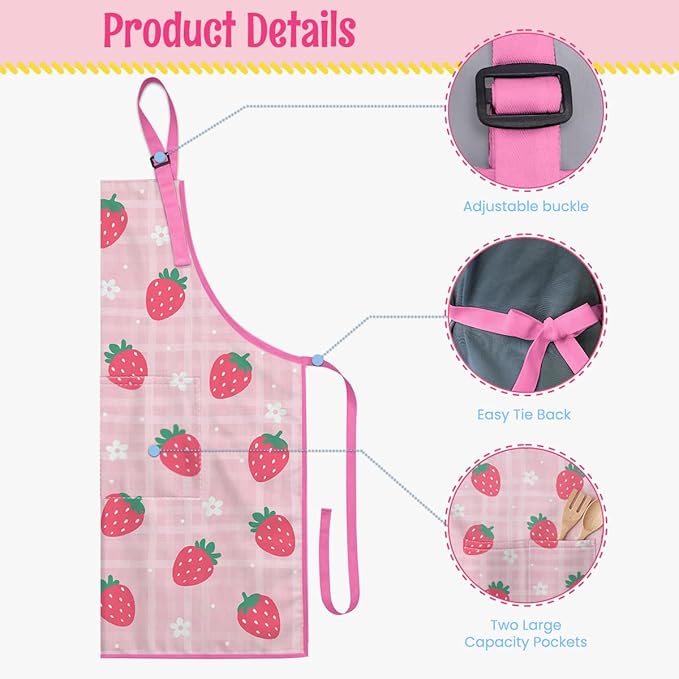 SANDJEST Kids Apron with Chefs Hat Set, Kitchen Apron Gifts