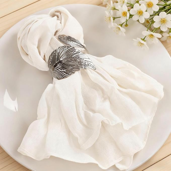 MLMC 10 Pack Cheesecloth Napkins Wedding Napkins 21"x21" Boho Reusable Napkins in Bulk for Wedding Bridal Baby Shower Events Table Decor Ivory White