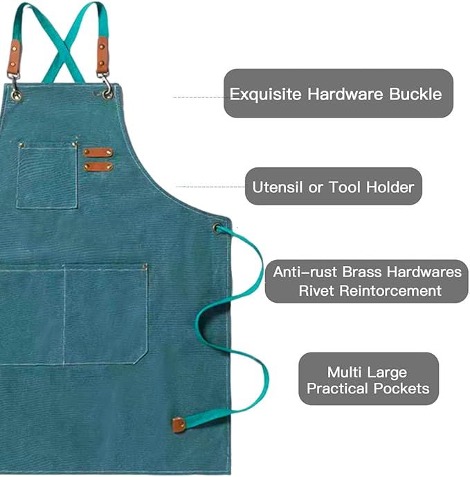 Aprons For Women Men With Pockets 2 Pcs,Kitchen Waterproof Hair Stylist Linen Bbq Tool Canvas For Adults Apron