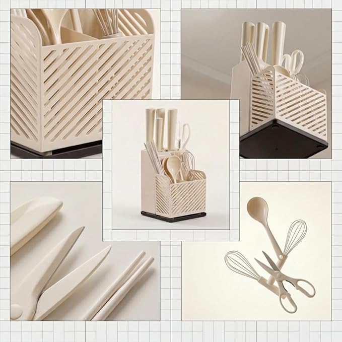 Multi-Functional Kitchen Countertop Knife Holder,Detachable Design For Easy Cleaning,Ideal Storage Solution For Knives,Forks And Spoons