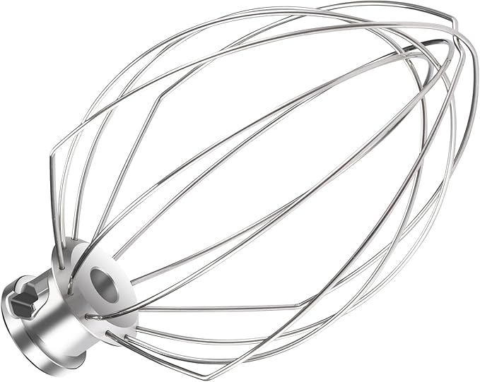 K5AWW Dishwasher Safe Whisk Attachment Stainless Steel 6 Wire Whip Fits KitchenAid 5 Quart Bowl Lift Stand Mixer for Egg Heavy Cream Beater Cakes Mayonnaise