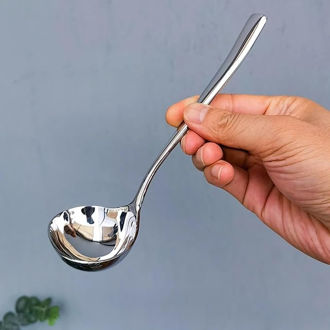 Generic Stainless Steel Small Sauce Ladle, With Pouring Spout Gravy ladle, for Salad dressing and dressings, 7.4Inches 2 Pieces Dishwasher Safe