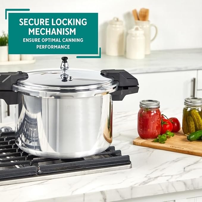 Mirro 7114000228 92116 Polished Aluminum 5 / 10 / 15-PSI Pressure Cooker / Canner Cookware, 16-Quart, Silver