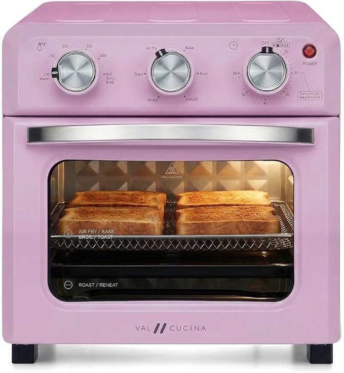 VAL CUCINA 6-in-1 Air Fryer Toaster Oven Combo, Compact 12.7 QT Small Countertop Convection Oven, Fits 9" Pizza & 4 Toast, Hexagon Hybrid Heating, Enamel Baking Pan