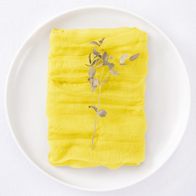 DeZerlor 20 Pack Lemon Yellow Cheesecloth Napkins Spring Cloth Napkins Set of 20 Yellow Dinner Napkins Bulk 21x21 Inches for Wedding Bridal Shower Baby Shower Parties