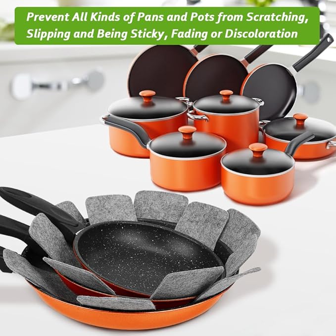 BOYAN Pot and Pan Protectors, Thicker Felt Pan Pot Separators for Stacking, Set of 12 & 3 Different Sizes, Cookware Protectors for Stacking Skillet Ceramic Saucepan Glassware