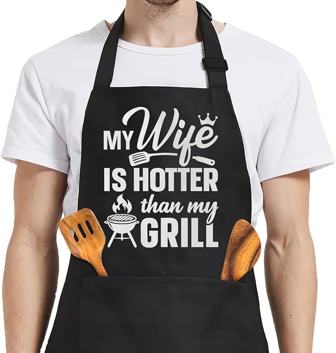 SANDJEST Funny Apron for Dad - Birthday Father’s Day Cooking Grilling Gifts for Mens