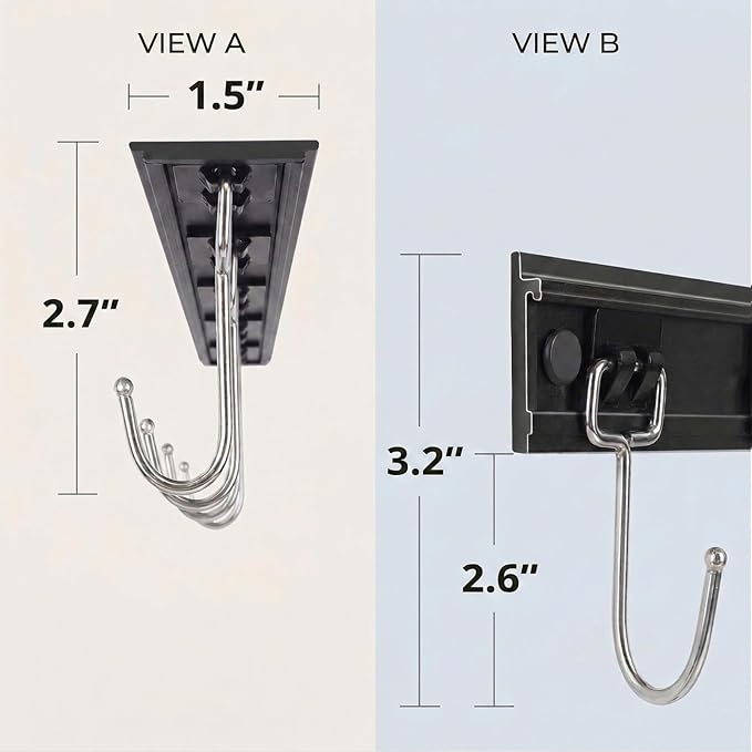 Cociat 2PCS Utensil Racks with 8 Hooks 17 Inch Kitchen Utensil Holders Hanging Utensil Rack Multifunctional (17 inch)