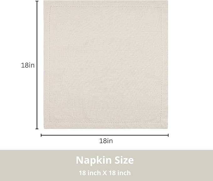 PurpleEssences Set of 12 Hemstitch Cloth Dinner Napkins 100% Cotton - Soft Durable Washable - Ideal for Wedding Spring Easter Summer - Perfect Everyday Use Table Linen 18x18 - Royal Linen