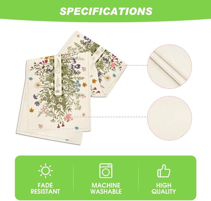Artoid Mode Vintage Wildflowers Daisy Spring Table Runner,Seasonal Summer Floral Kitchen Dining Table Decoration for Home Party Decor 13x120 Inch