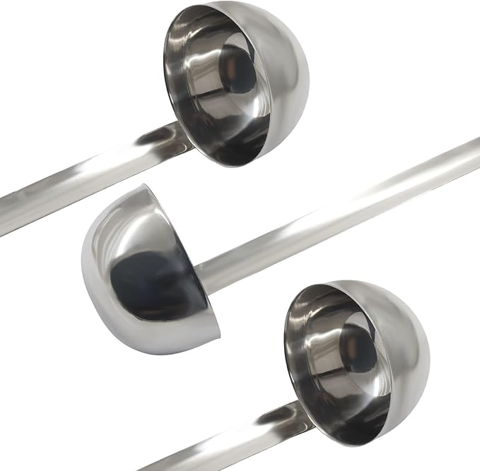 5 Oz Stainless Steel Ladle, 3 Pcs Sturdy Soup Ladle, 11.8" Long Handle Length for Stirring, Portioning and Serving Soup and Stew in Restaurants and Home (3.43" Bowl Diameter）