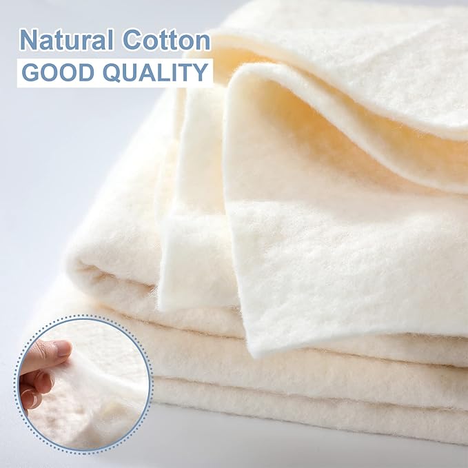 Peryiter 3 Pcs Natural Cotton Quilt Batting Heat Resistant Batting Warm White Cotton Lightweight Lining for Potholders Quilting Fabric Sewing Crafts Wearable Arts Place Mat(45 x 60 Inch)