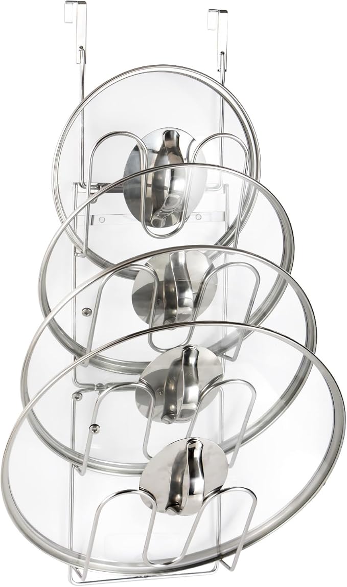 YQh The-Cabinet Pot Lid Organizer,Door Mounted Pot cover rack,Pot Lid Storage,Cabinet-Hanging Type Pot Lid Rack,304 stainless steel Pot cover support in kitchen, cabinet and food cabinet