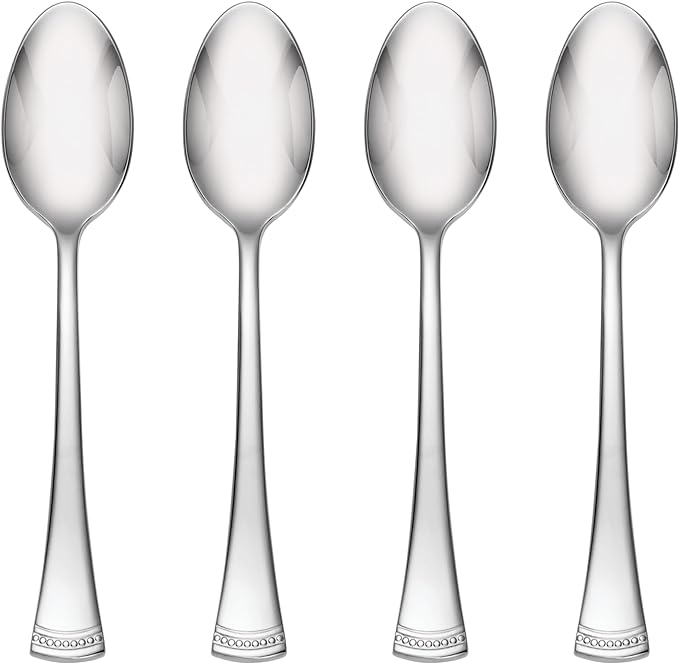 Lenox Flatware Set, Portola Teaspoons Set, Service For 4, 18/10 Stainless Steel, Mirror Finish, Dishwasher Safe, Kitchen Utensils Sets, Home And Kitchen Utensils, Spoons, Teaspoons (Silver, 4 Pieces)