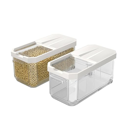 Cetomo 12L*2 Plastic Grains Storage Container, Storage Boxes for Cereal, Rice, Pasta, Beans, Soybean, Storage Containers for Home Kitchen, 12L / 9KG (2 Pack)