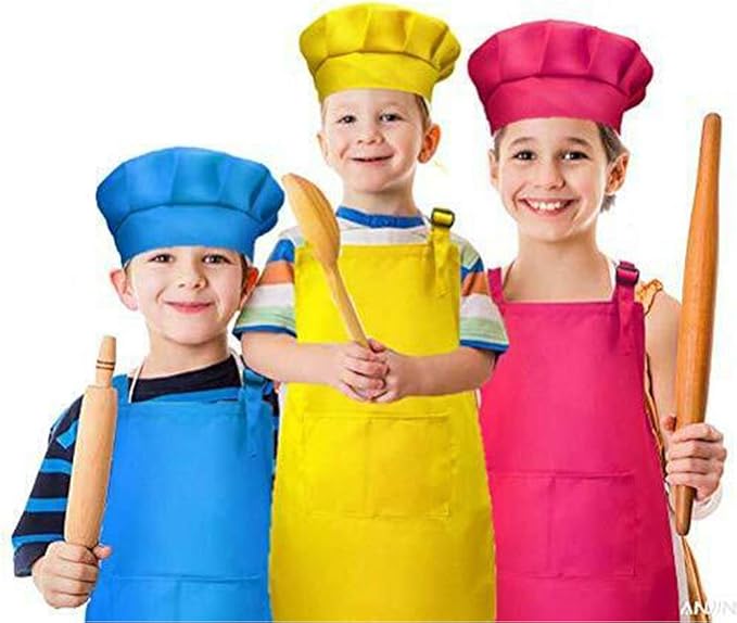 Tamicy 10 Pieces Kids Chef Hat and Apron Set