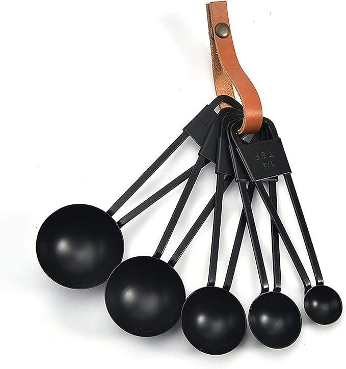 9PCS Black Stainless Steel Measuring Cups and Spoons Set, Heavy Duty Measuring Cup Set